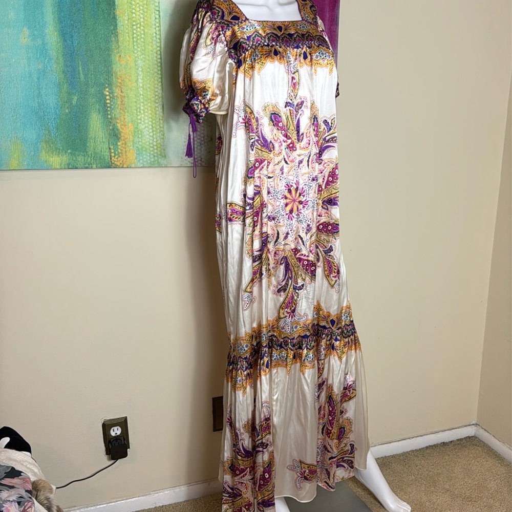 Long silk floral dress